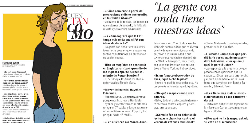 Entrevista a Fernando Claro V. en la sección satírica del diario El Mercurio