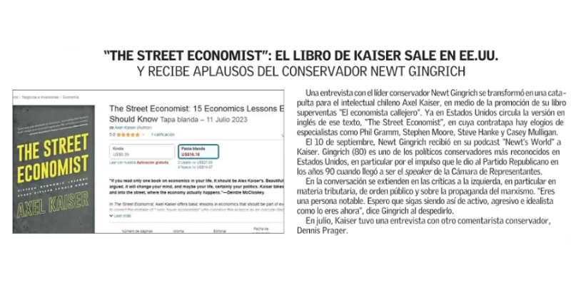 «The Street Economist»: el libro de Kaiser sale en EE.UU. y recibe aplausos del conservador Newt Gingrich